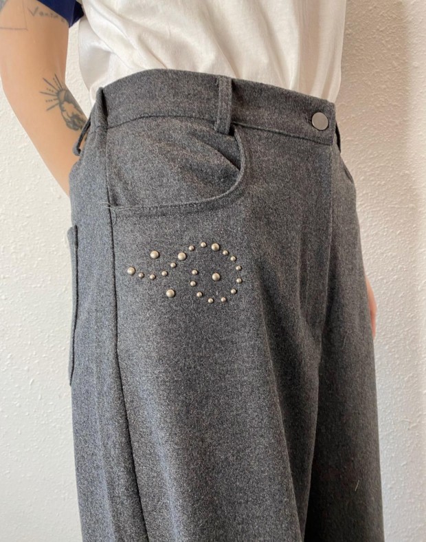 Grey Studs Wide Slack #250121